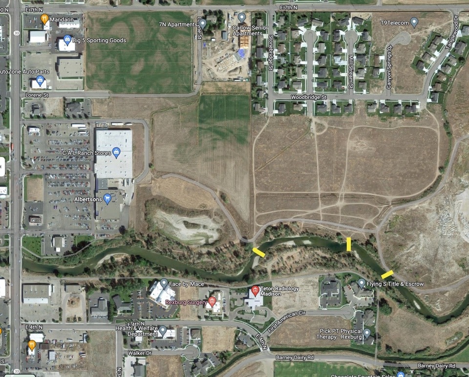 A pedestrian bridge across the South Fork for r...